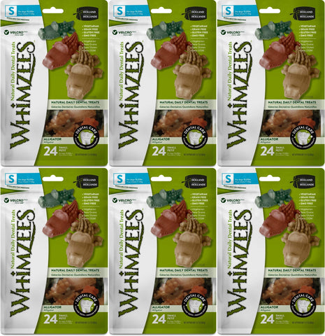 Whimzees 6 Pack of Alligator Dog Dental Chews, 24 Treats each