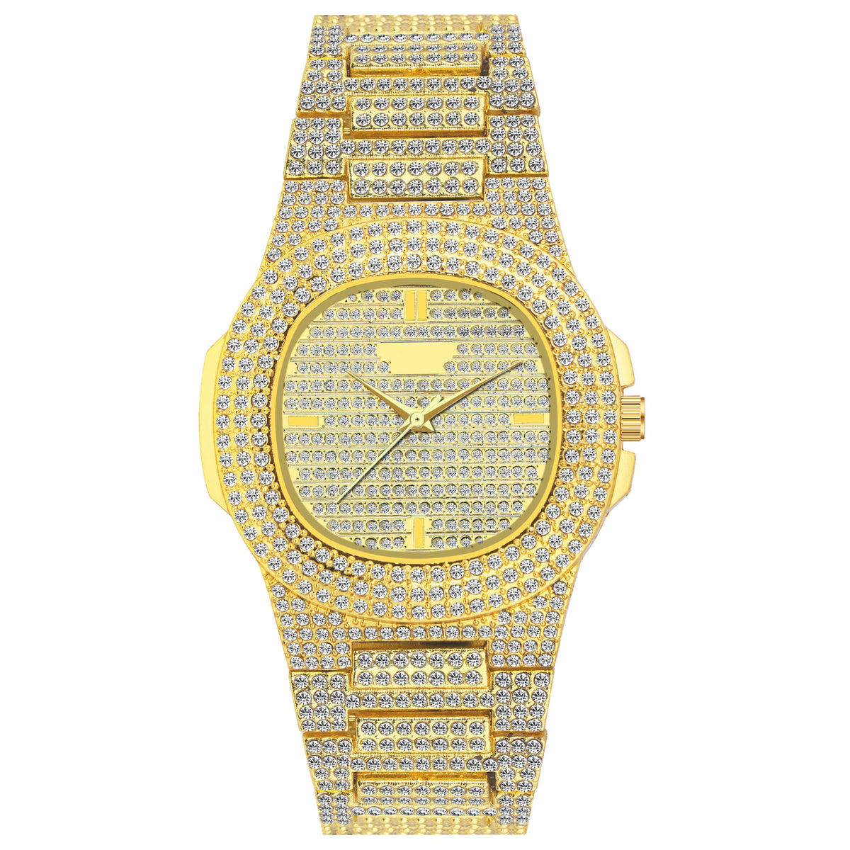 Matrix SEKOU Stone Studded Metal Chain Analog Watch for Men & Women (Gold), Gold, Free Size