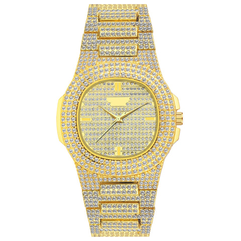 Matrix SEKOU Stone Studded Metal Chain Analog Watch for Men & Women (Gold), Gold, Free Size
