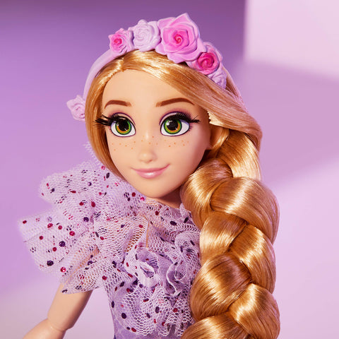 Disney Princess Style Series Rapunzel Fashion Doll, Contemporary Style Dress with Headband, Purse, and Shoes, Toy for Girls 6 and Up