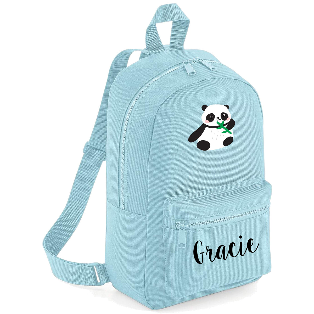 Purple Print House Kids Cute Panda Backpack - School Back to School Personalised For Kids - Animal Safari Jungle, Powder Blue