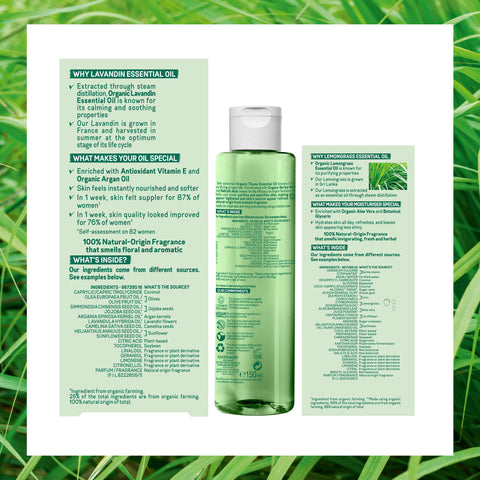 Garnier Organic Essentials Face Care & Cleanse Routine Set: Lemongrass Gel Face Wash, Hydrating Moisturiser & Purifying Thyme Toner for Healthy Glowing Skin - for Normal, Combination & Sensitive Skin