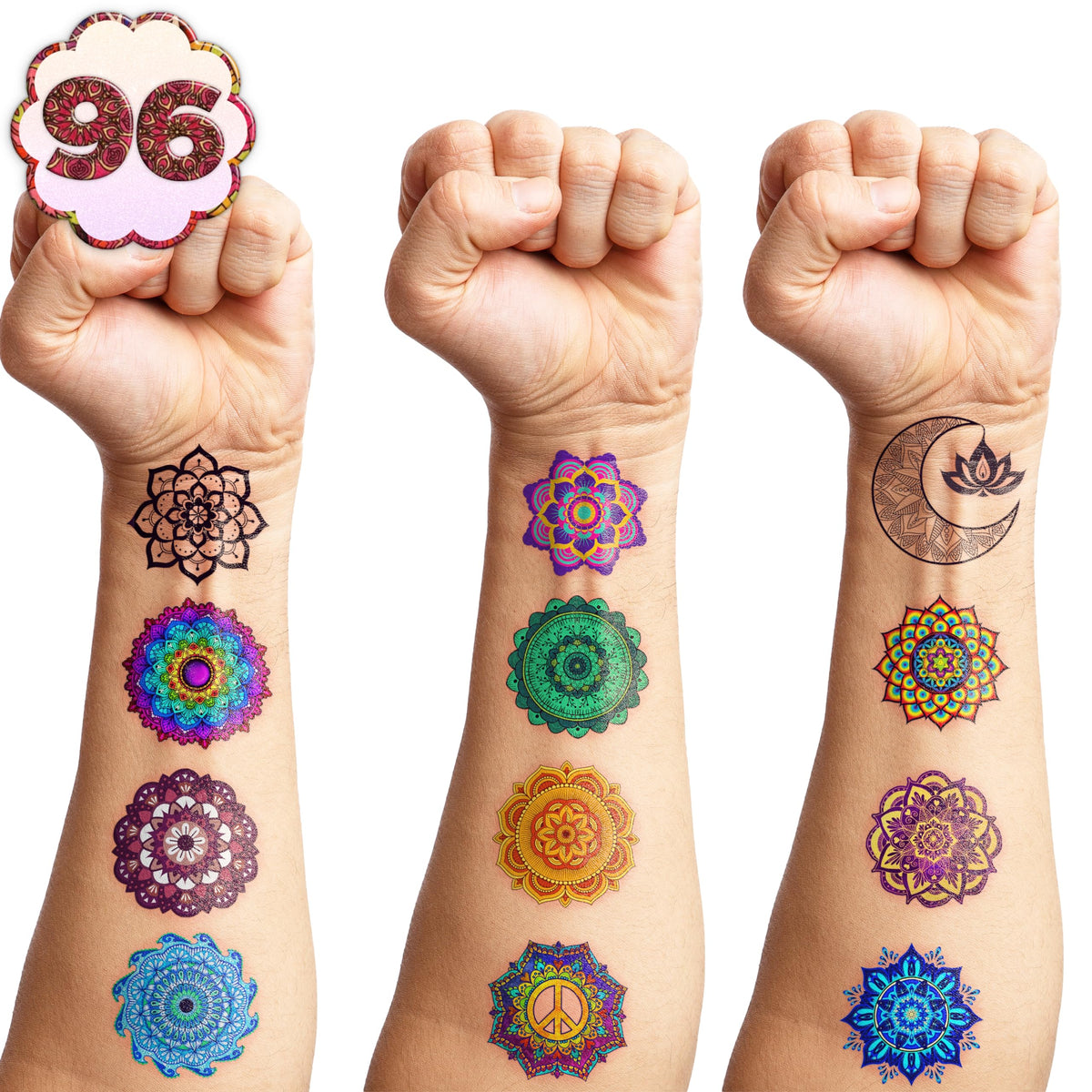 Generic 100PCS Mandala Temporary Tattoos - Indian Decorations Themed Stickers for Boys and Girls Birthday Party Supplies, Decorations, Favors, and Prizes - Cute Gifts