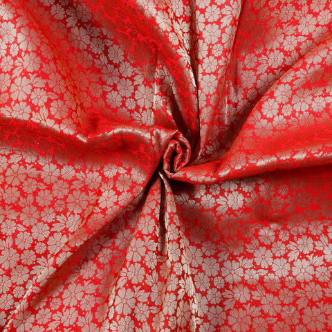 Red Brocade Art Silk Fabric by The Yard Brocade Fabrics for Wedding Dress Blouse Skirt Jackets Cushion Covers