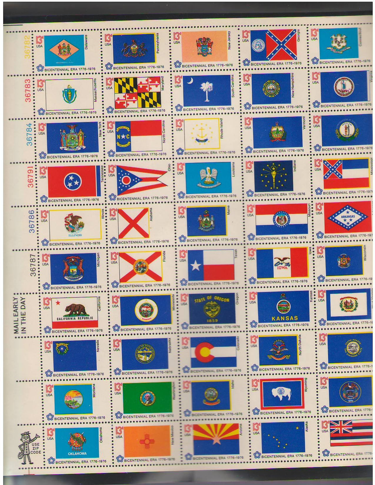 US Bicentennial State Flags Scott 1633-82 13 cent Set of 50 Stamps MNH