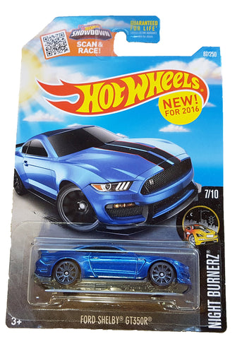 Hot Wheels, 2016 Night Burnerz, Ford Shelby GT350R [Blue] Exclusive Spring Card 87/250