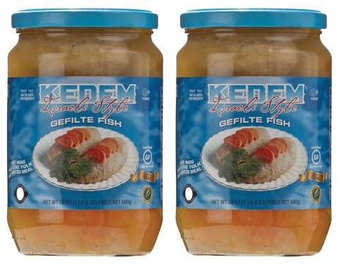 Kedem Gluten Free Israeli Style Gefilte Fish 24oz (2 Pack) No MSG, No Egg Yolk, No Matzo Meal, Nothing Artificial