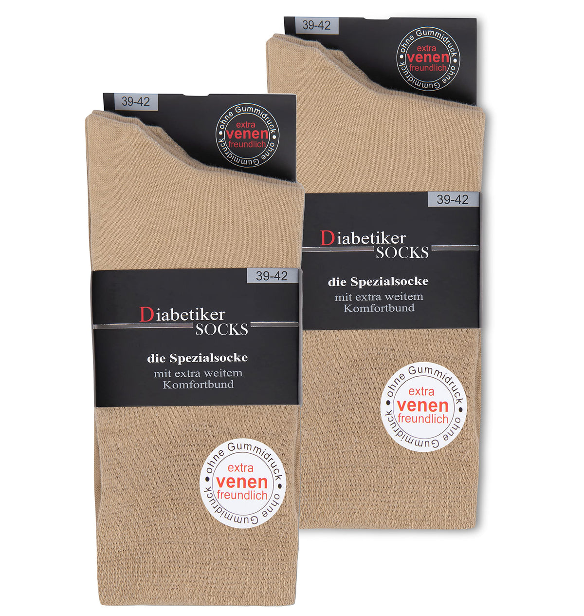 sockenkauf24 6 Pairs Socks with comfortable elastic without rubber & without seam 97% Cotton Women & Men multiple colours (9-11, Beige)
