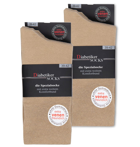 sockenkauf24 6 Pairs Socks with comfortable elastic without rubber & without seam 97% Cotton Women & Men multiple colours (9-11, Beige)