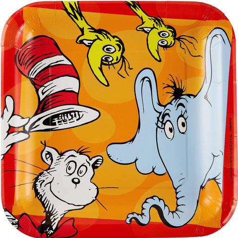 Dr. Seuss Party, Paper Square Plates, 9", 8 Ct.