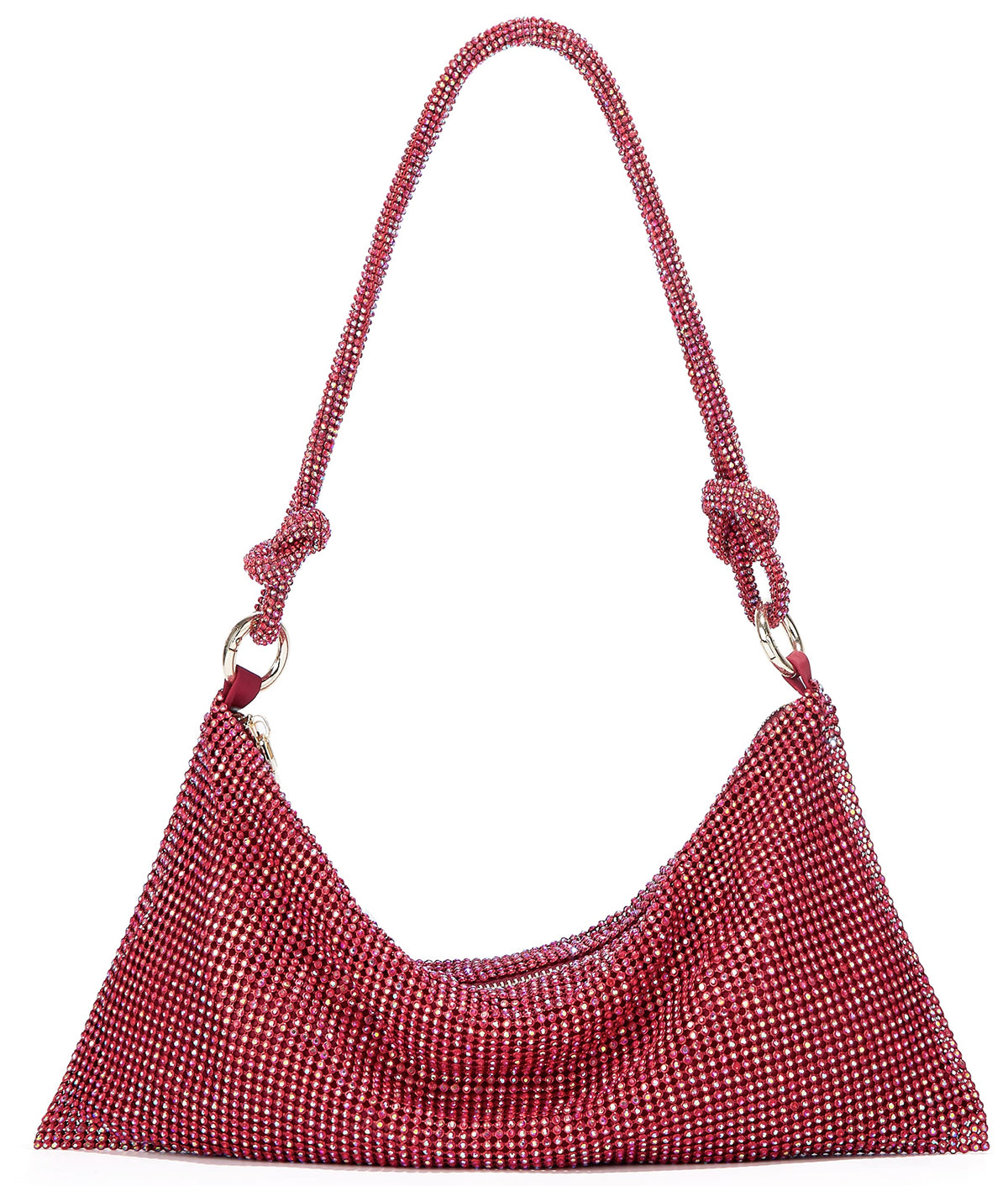 Rhinestone Hobo Bag for Women Rhinestone Purses Sparkly Evening Handbag Shiny Diamond Purse for Wedding Parties 2024, Ab Red