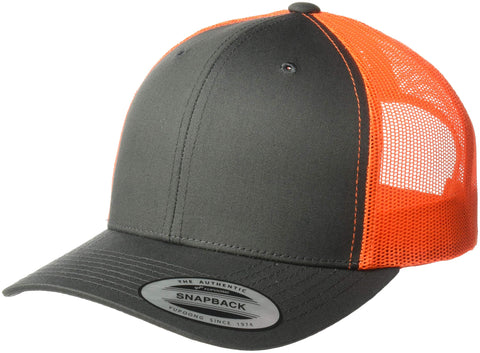 Yupoong YP Classics Retro Trucker Cap, Charcoal/Neon Orange, OSFA