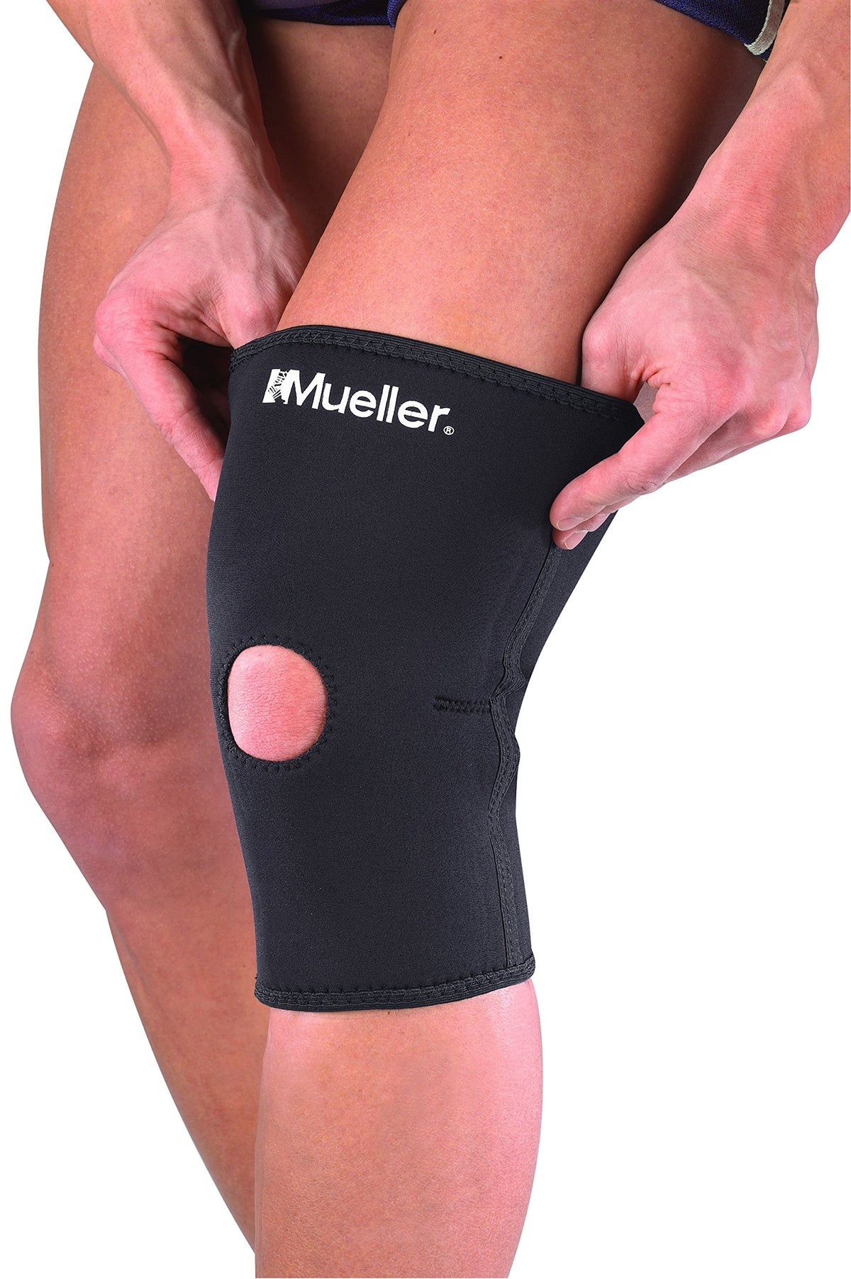 MUELLER Knee Sleeve Open Patella, Black, Medium