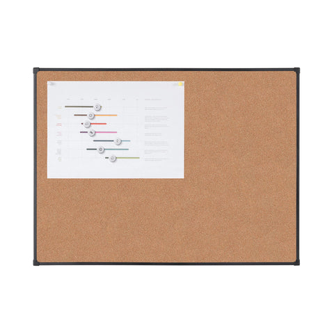 BoardsPlus Economy Cork Board, 60 x 45 cm, Black Tech Alloy Frame