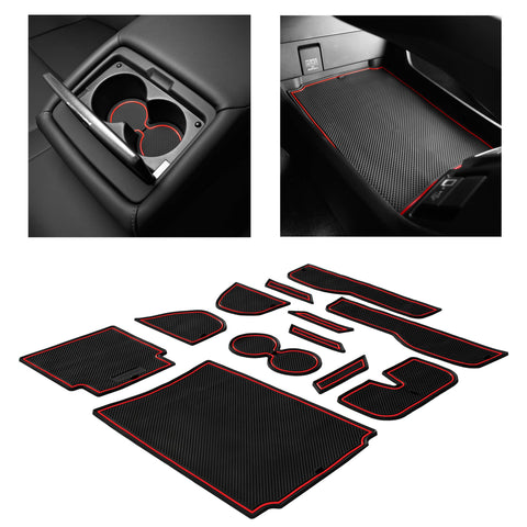 CupHolderHero fits Honda Clarity Accessories 2017-2021 Premium Custom Interior Non-Slip Anti Dust Cup Holder Inserts, Center Console Liner Mats, Door Pocket Liners 12pc Set (Red Trim)