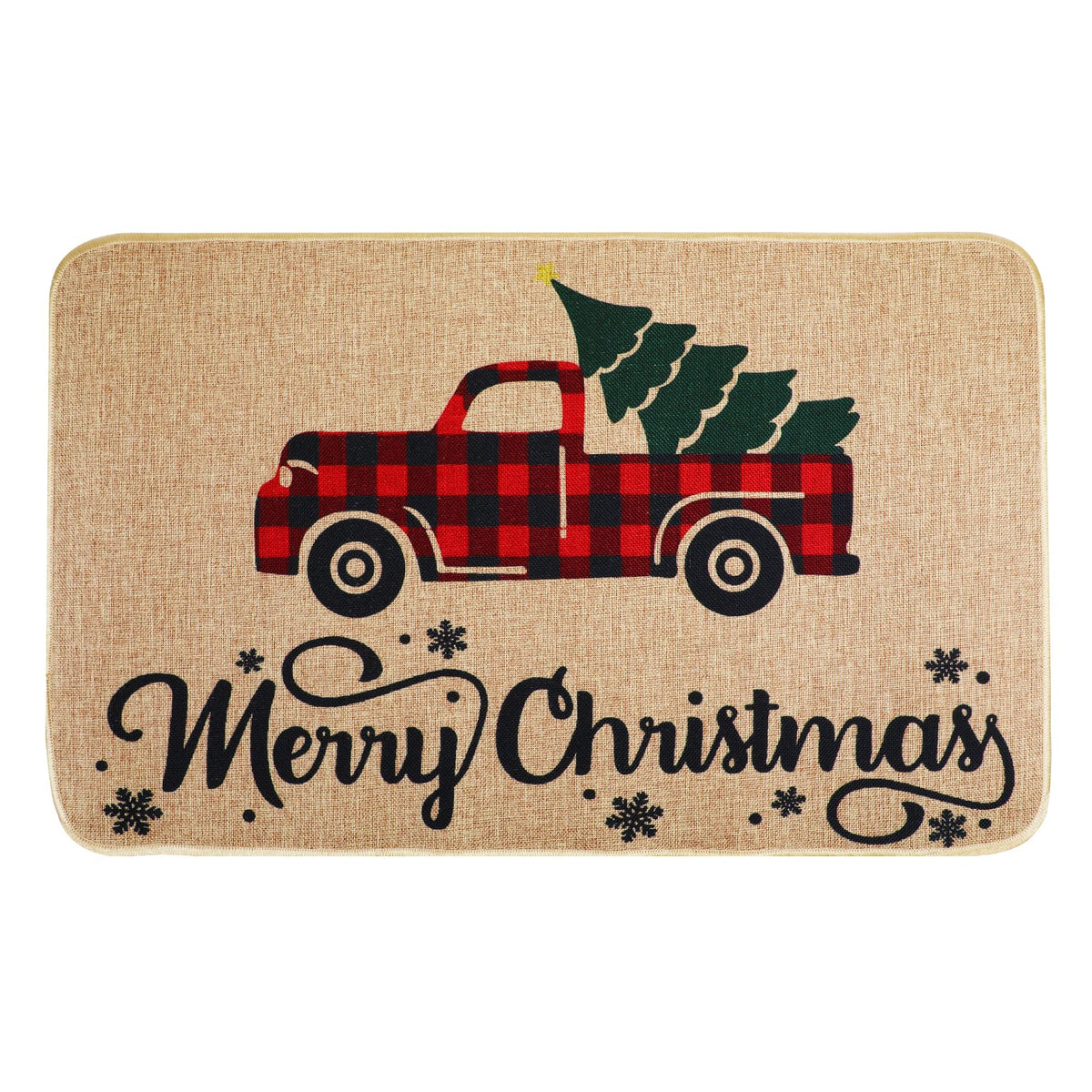 Green Hand Carpet Welcome Door Mat, Decorative Indoor Outdoor (Red Car)