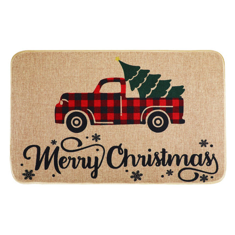 Green Hand Carpet Welcome Door Mat, Decorative Indoor Outdoor (Red Car)