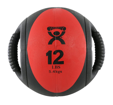Cando 5.5Kg Red Dual Handle Medicine Ball - alternative to dumbbells