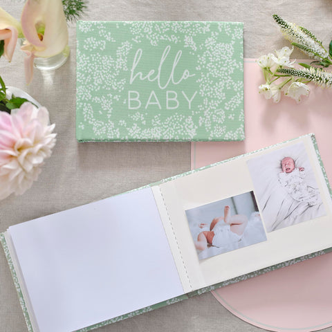 Ginger Ray Fabric Hello Baby Shower Photo Album with 24 pages Self Adhesive Photo and Blank Pages