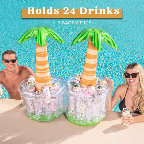 JOYIN 2 Packs Inflatable Palm Tree Cooler, 31.5" Hawaiian Inflatable Cooler Palm Tree Decor, Party Decoration Party Supplies for Pool Party, Luau Party and Hawaiian Party