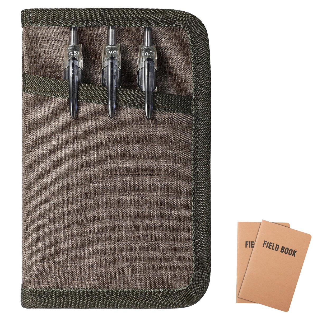 DISEYA Field Notes Notebooks Cover Moleskine Cahier 3.5 x 5.5 with Zipper Pen Holder, Water Resistant Pocket Notebook Cover for Journal Notebook Planner, Sketchbook Cover, Classy Waxed Canvas