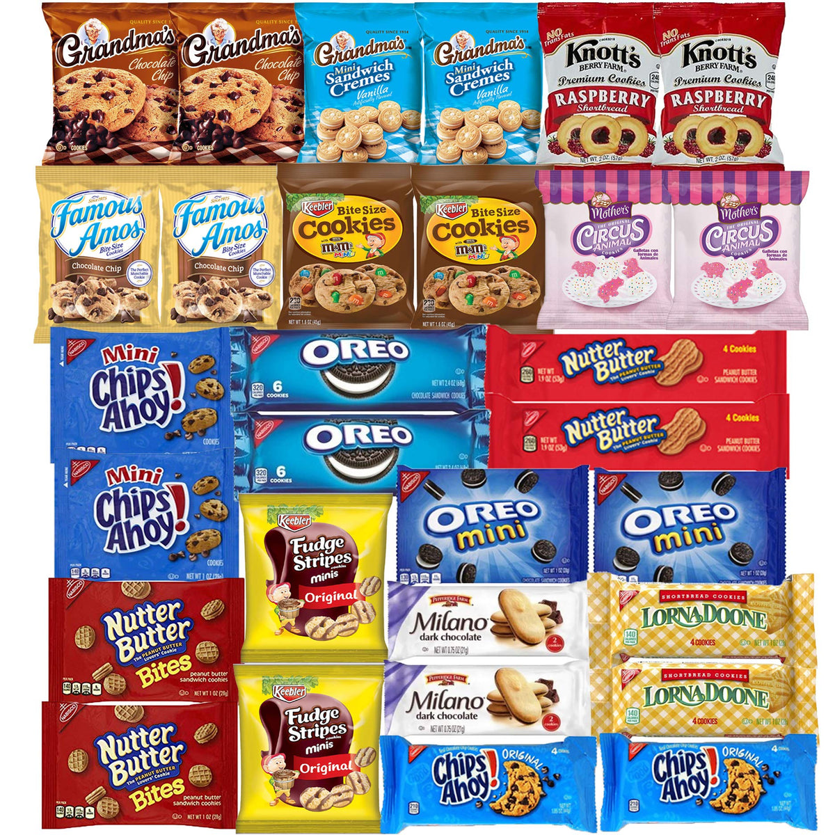 Cookies Variety Pack - Individually Wrapped Assortment - Sampler Bulk Care Package (30 Count)