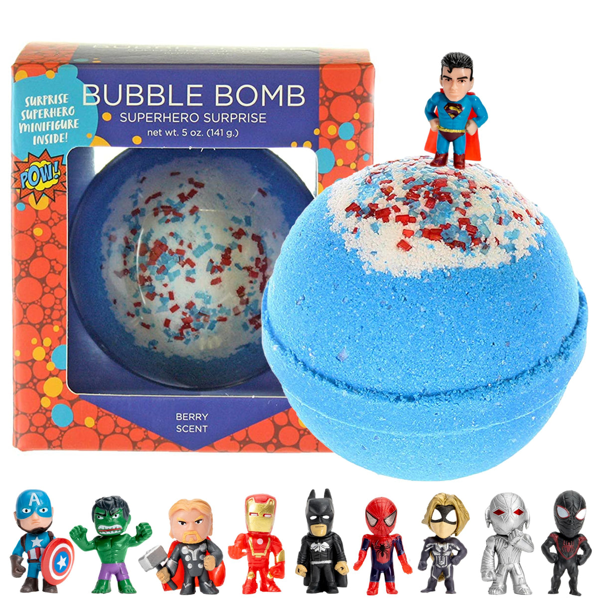 Bath Bombs for Kids with Surprise Superhero Inside - Kids Bath Bombs with Superhero Toys - Fruity Scents, Relaxing Aromas, Safe for Sensitive Skin - Ideal Gift for Girls & Boys by Two Sisters - 1 Pack