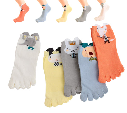 TESOON Girl's Animal Soft Tube Finger Cotton Toe Socks 3-6 Years
