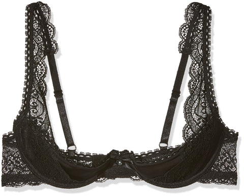 Obsessive Miamor black underwired push-up half-bra with lacy back, Black,L/XL