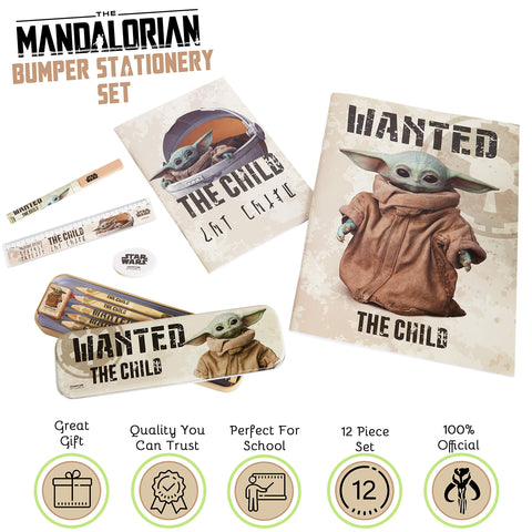 Baby Yoda Stationary Set for Boys, Mandalorian School Sets with Pencil, Notebook Set Coloring Pencils Sharpener Ball Pen Ruler, School Supplies Stationery Set, Writing Supplies for Kids