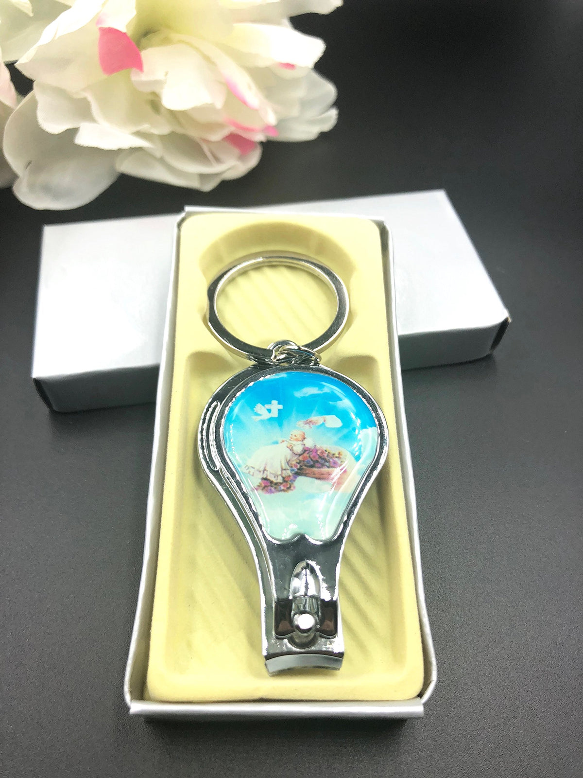 12 Pcs Baptism Keychain with Nail Clipper and Opener Party Favors for Baby Boys and Girls/Bautizo Recuerdos/Gift for Guest/Christening Favors