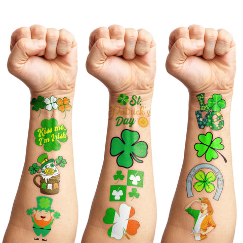 86 PCS St Patricks Day Temporary Tattoos Irish Birthday Party Decorations Themed Party Favors Supplies Decor Green Shamrock Tattoo Stickers Cute Gifts for Kids Boy Girl Prizes Rewards