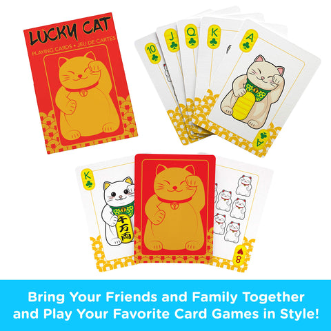 AQUARIUS Lucky Cat Playing Cards - Lucky Cat Themed Deck of Cards for Your Favorite Card Games - Lucky Cat Merchandise & Collectibles - Poker Size with Linen Finish