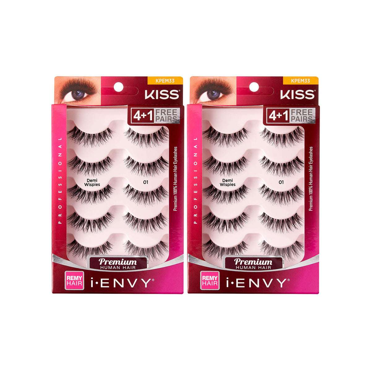 i-ENVY 5 Pairs Demi Wispies False Lashes Multi Pack Natural Look Premium 100% Human Hair Fluffy Eyelashes, Volume & Curl, Lightweight, Comfortable, Reusable (2 PACK)