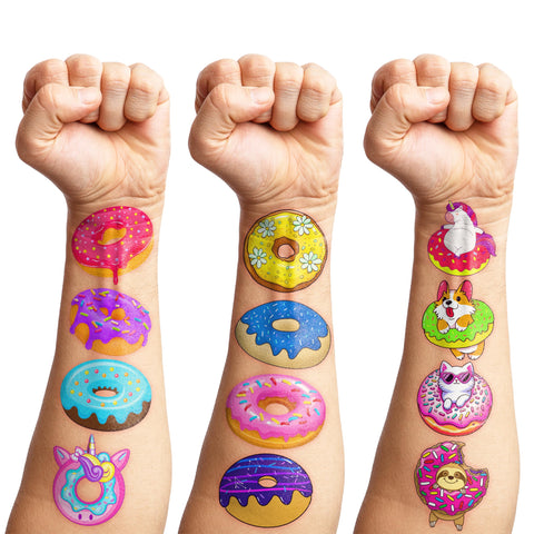 Generic 103 PCS Donut Temporary Tattoos Doughnut Themed Two Sweet 1st Birthday Party Decorations Favors Supplies Donut Grow Up Decor for Kids Boy Girl School Prizes
