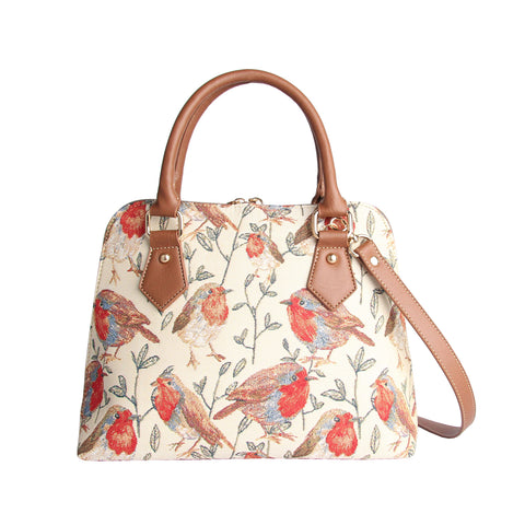 Signare Tapestry Handbags Shoulder bag and Crossbody Bags for Woven with Bird Design (Robin, CONV-ROB)