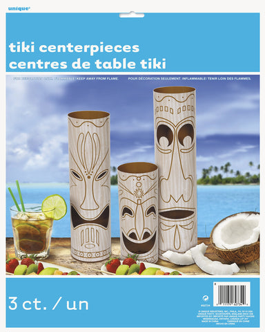 Paper Tiki Totem Pole Luau Centerpiece Decorations, Assorted 3ct