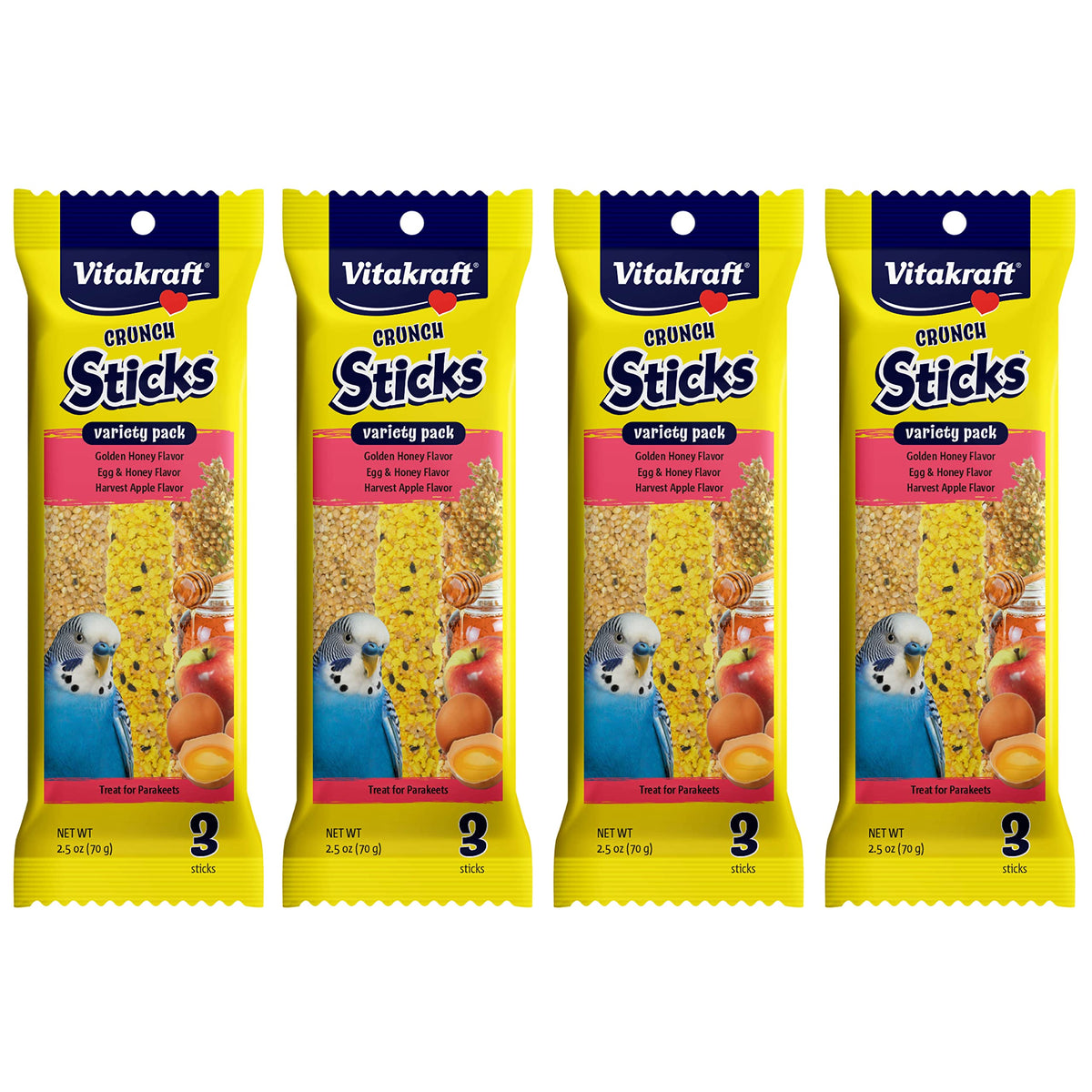 Vitakraft Crunch Sticks Parakeet Treat - Honey, Egg, and Apple- Pet Bird Treat Toy - Multi Variety Pack of 12 SticksÃƒÆ’Ã†â€™Ãƒâ€šÃ‚Â¢ÃƒÆ’Ã‚Â¢ÃƒÂ¢Ã¢â€šÂ¬Ã…Â¡Ãƒâ€šÃ‚Â¬ÃƒÆ’Ã¢â‚¬Å¡Ãƒâ€šÃ‚Â¦