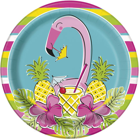 Summer Pineapple & Flamingo Party Plates, 8 Ct.