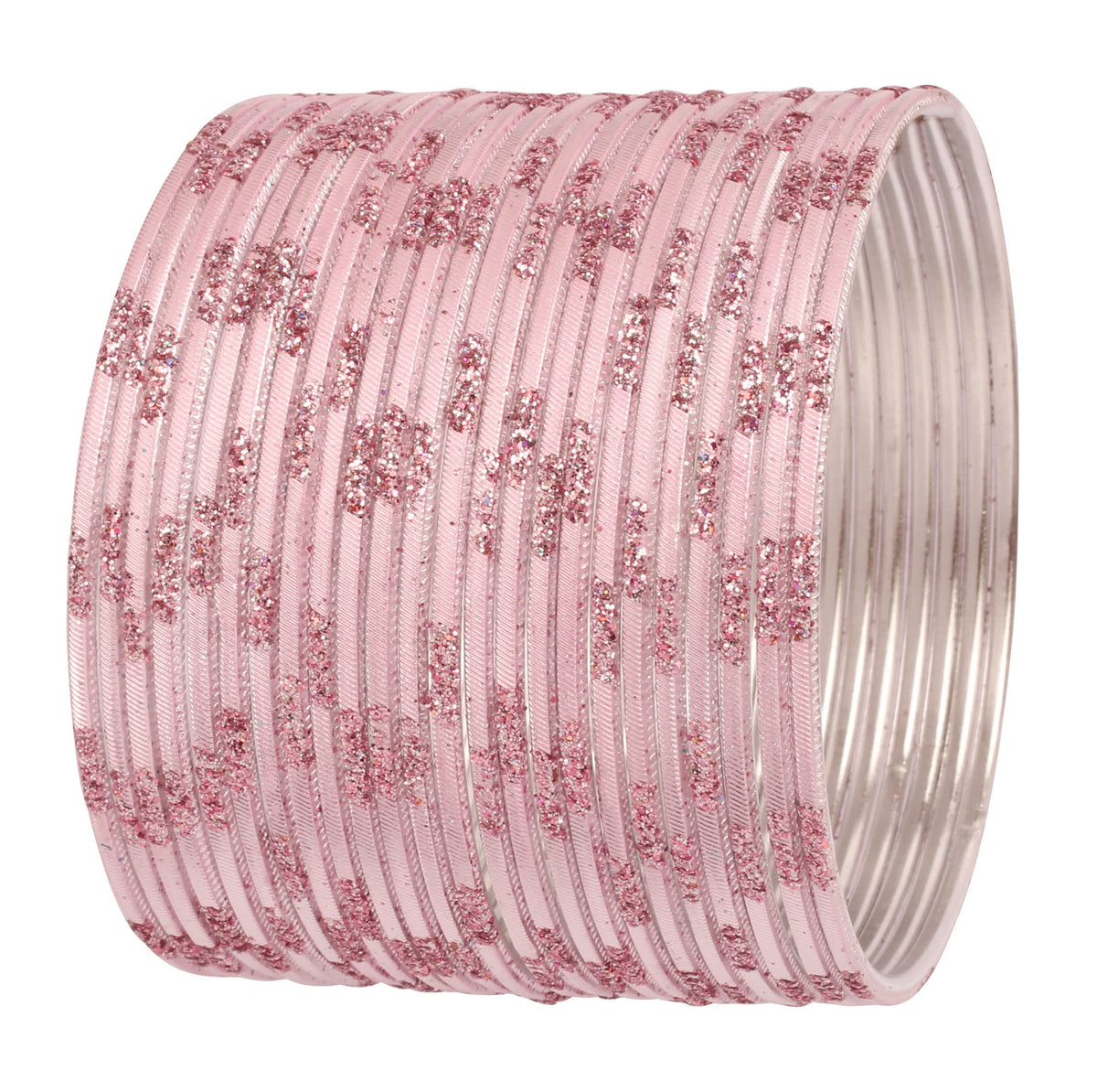 Touchstone NEW Indian Bollywood Fresh Fashion Trend Setter Engraved Work Scintillating Rhinestone Blush Pink Pastel Color Designer Jewelry Adorable Bracelets Bangle. Set Of 24.For Women