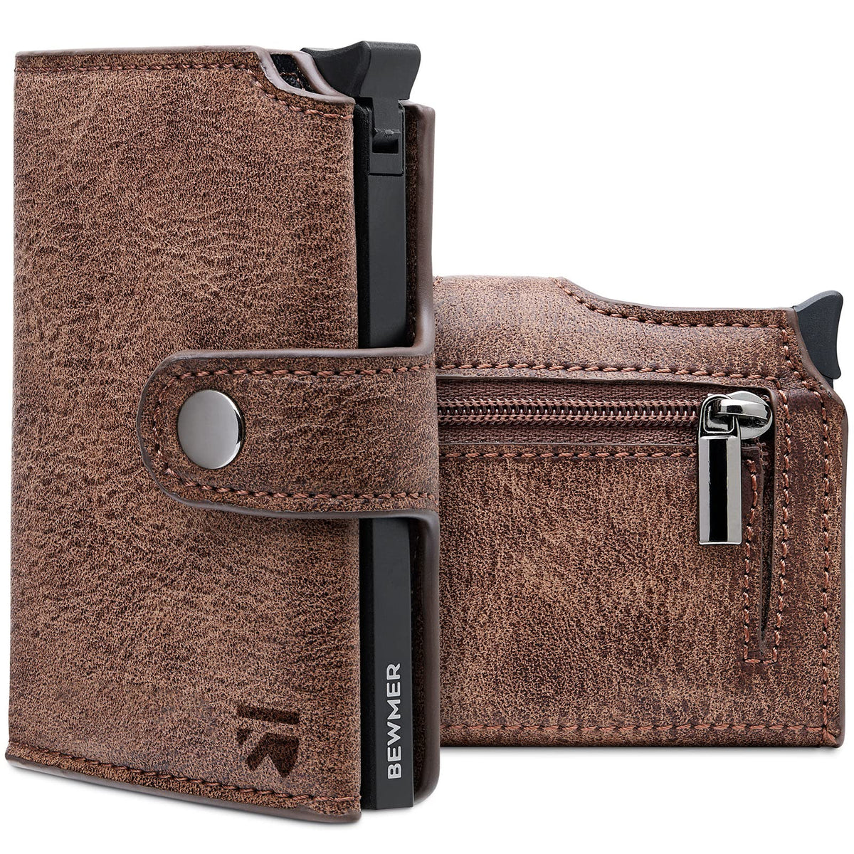 BEWMER 2 Shielded Credit Card Wallet for Men & Women | Anti-Cloning Protection Slim Rfid Wallet For Men | Credit Card Holder Minimalist Mens Wallet with Money Clip & Coin Holder