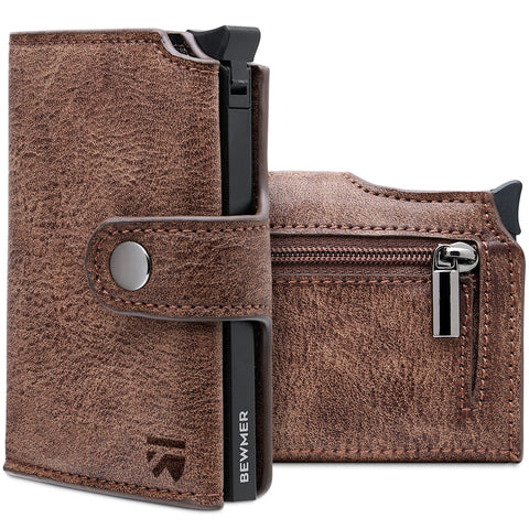 BEWMER 2 Shielded Credit Card Wallet for Men & Women | Anti-Cloning Protection Slim Rfid Wallet For Men | Credit Card Holder Minimalist Mens Wallet with Money Clip & Coin Holder