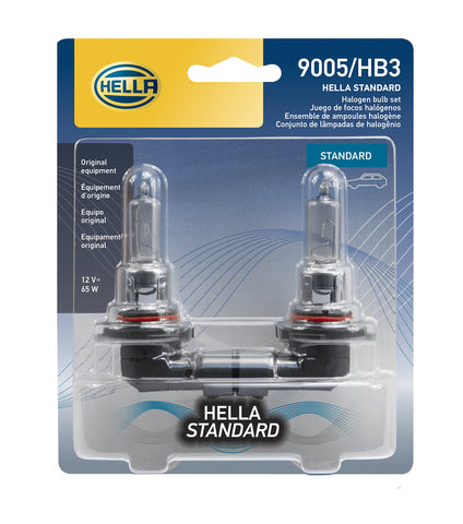HELLA 9005TB Twin Blister Standard Halogen Bulb, 12 V, 65W, 2 Pack