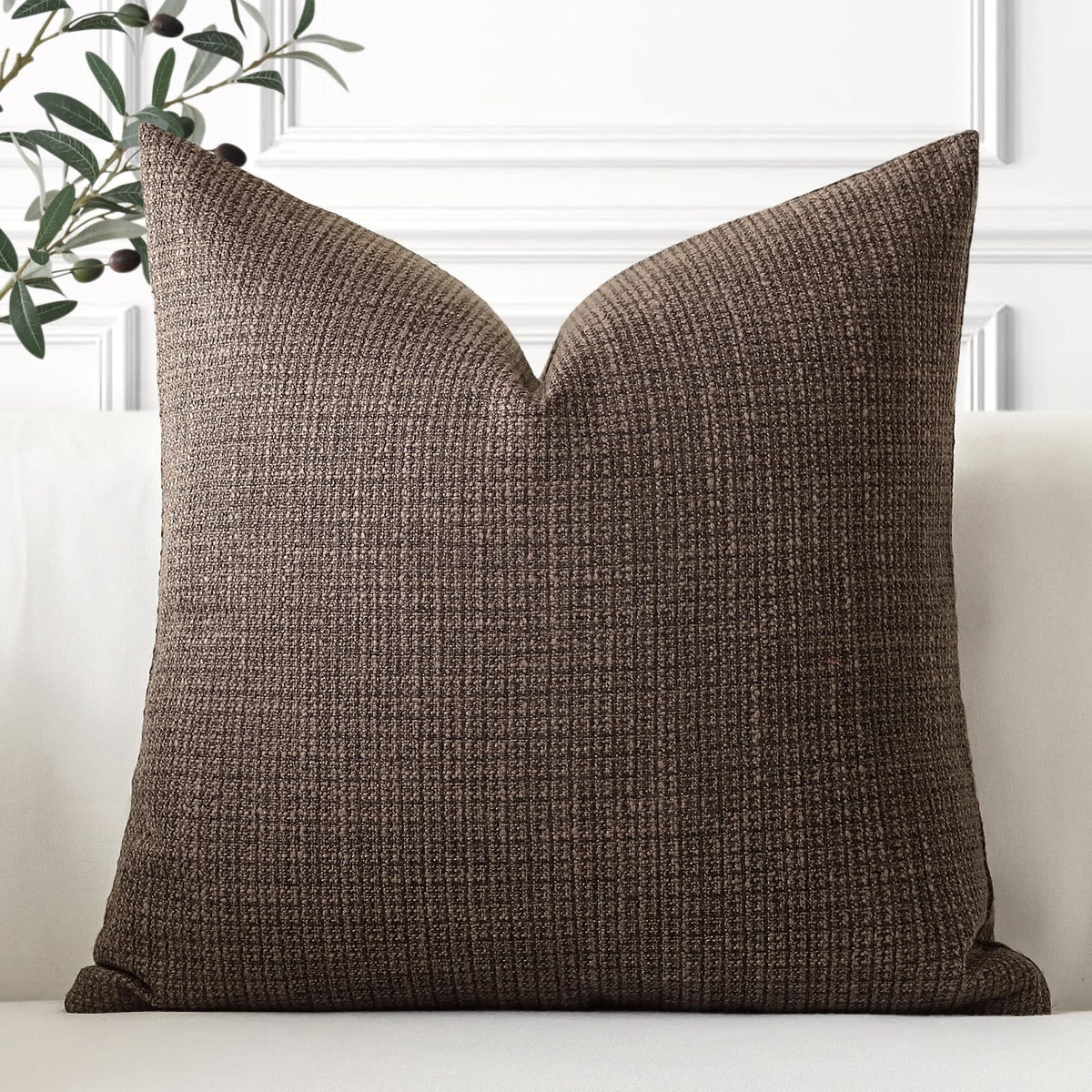 Artscope Linen Cushion Covers Set of 1 Decorative Square Pillowcase Pillow Cover 24x24 Inch for Home Decor Sofa Bedroom Car 60x60cm Dark Brown