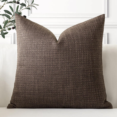 Artscope Linen Cushion Covers Set of 1 Decorative Square Pillowcase Pillow Cover 24x24 Inch for Home Decor Sofa Bedroom Car 60x60cm Dark Brown
