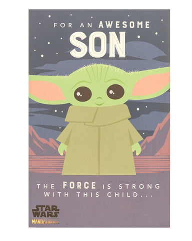 UK Greetings Son Birthday Card - Star Wars Birthday Card for Son - Baby Yoda/Grogu Design