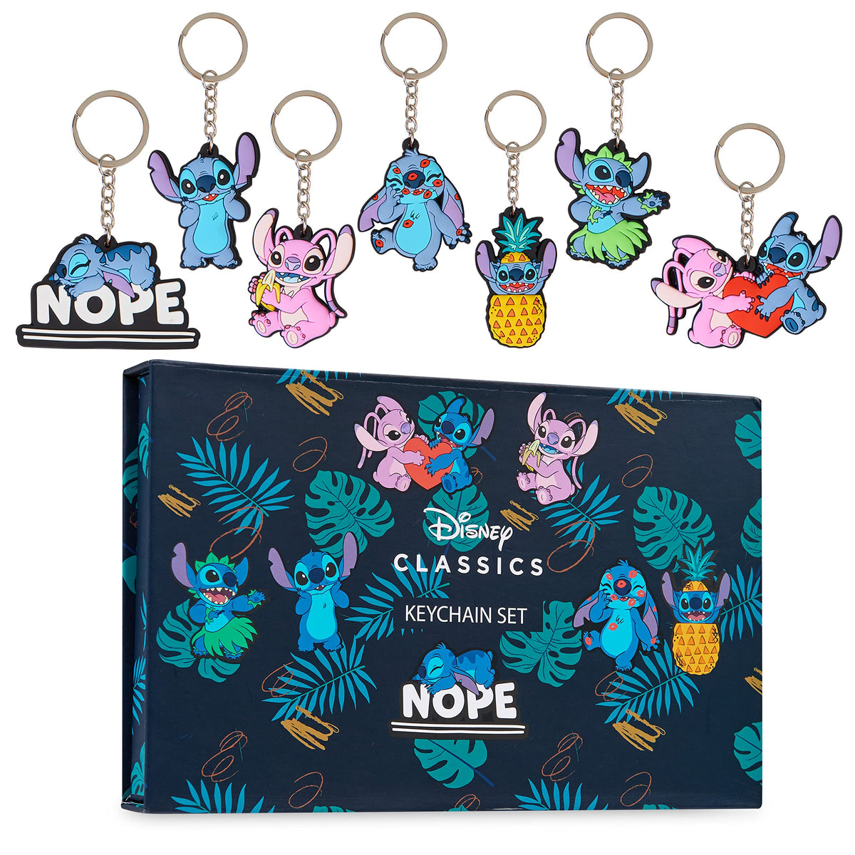 Disney Stitch Keyrings for Kids Teenagers Women Mandalorian Mini Figures Set Keychain Characters Baby Yoda (Multicolor Stitch)