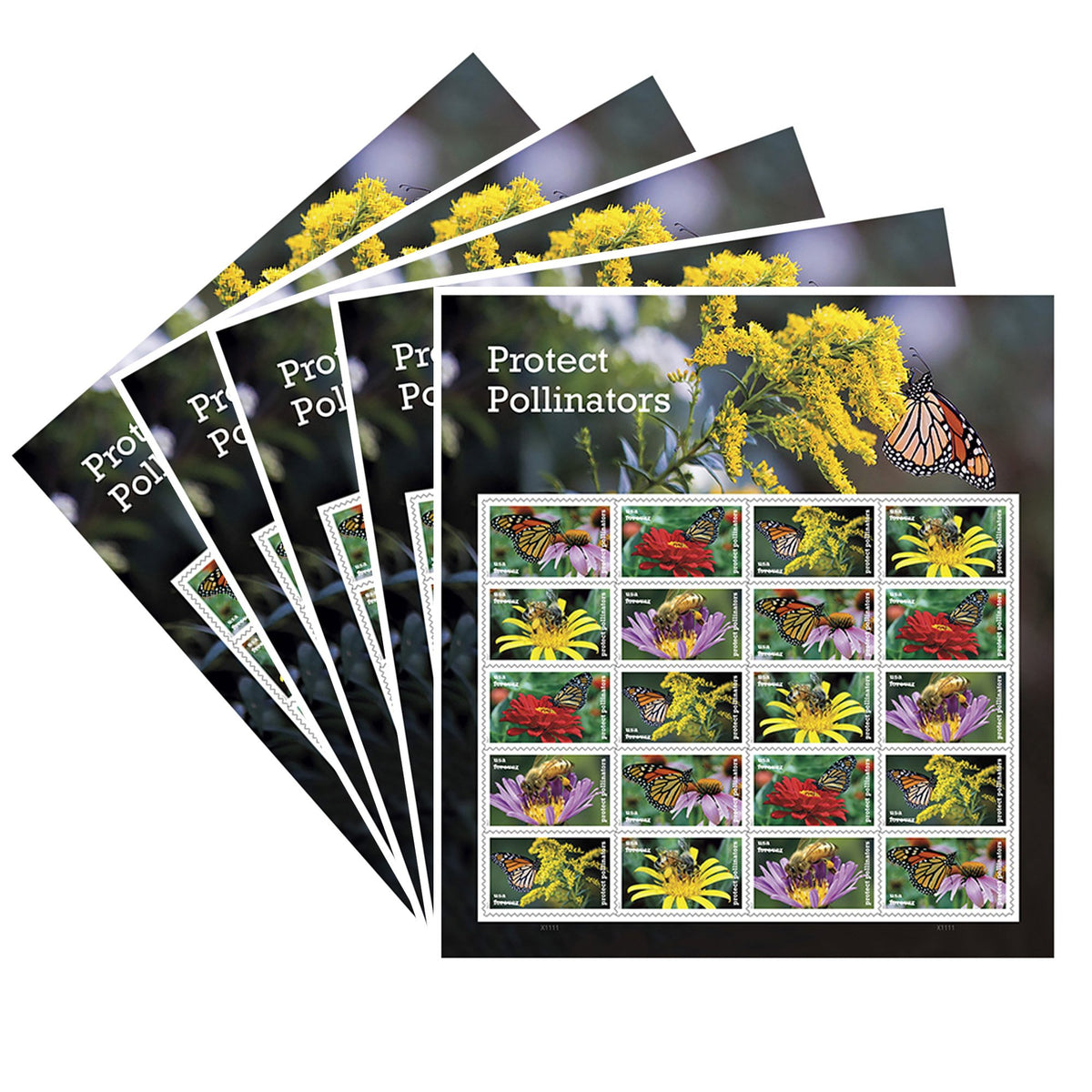Protect Pollinators 5 Sheets of 20 Forever USPS First Class one Ounce Postage Stamps Environment Wedding Party