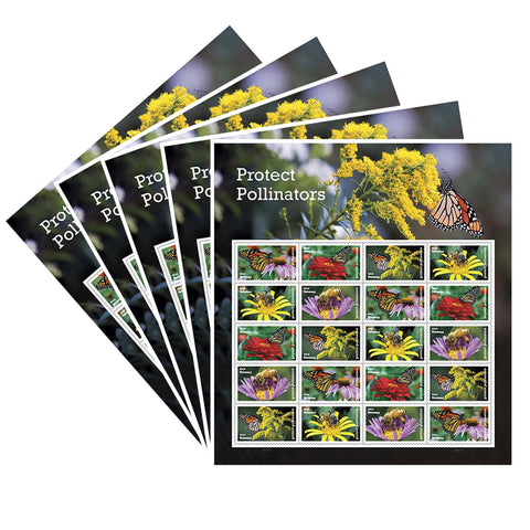 Protect Pollinators 5 Sheets of 20 Forever USPS First Class one Ounce Postage Stamps Environment Wedding Party