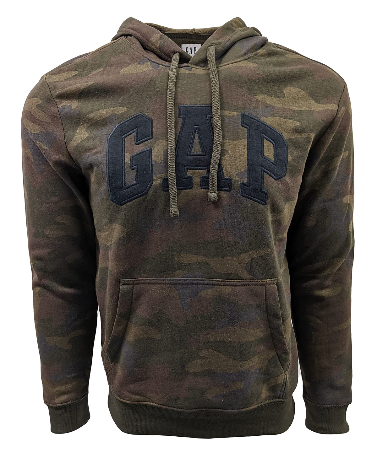 GAP Factory Men's Fleece Arch Logo Pullover Hoodie (X-Large, Camouflage Forest (Black Logo))